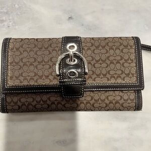 Coach Brown and Black Signature Clutch
